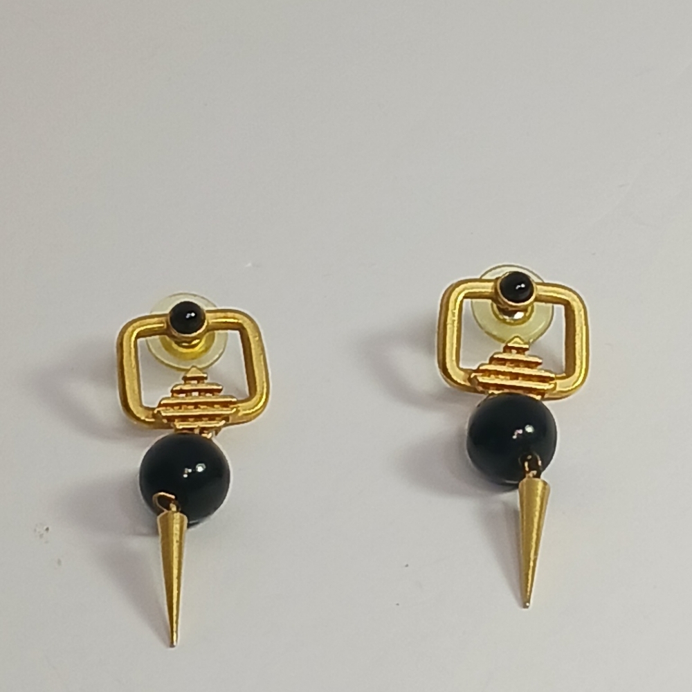 Art Deco Earrings Costume Jewelry Gold Tone